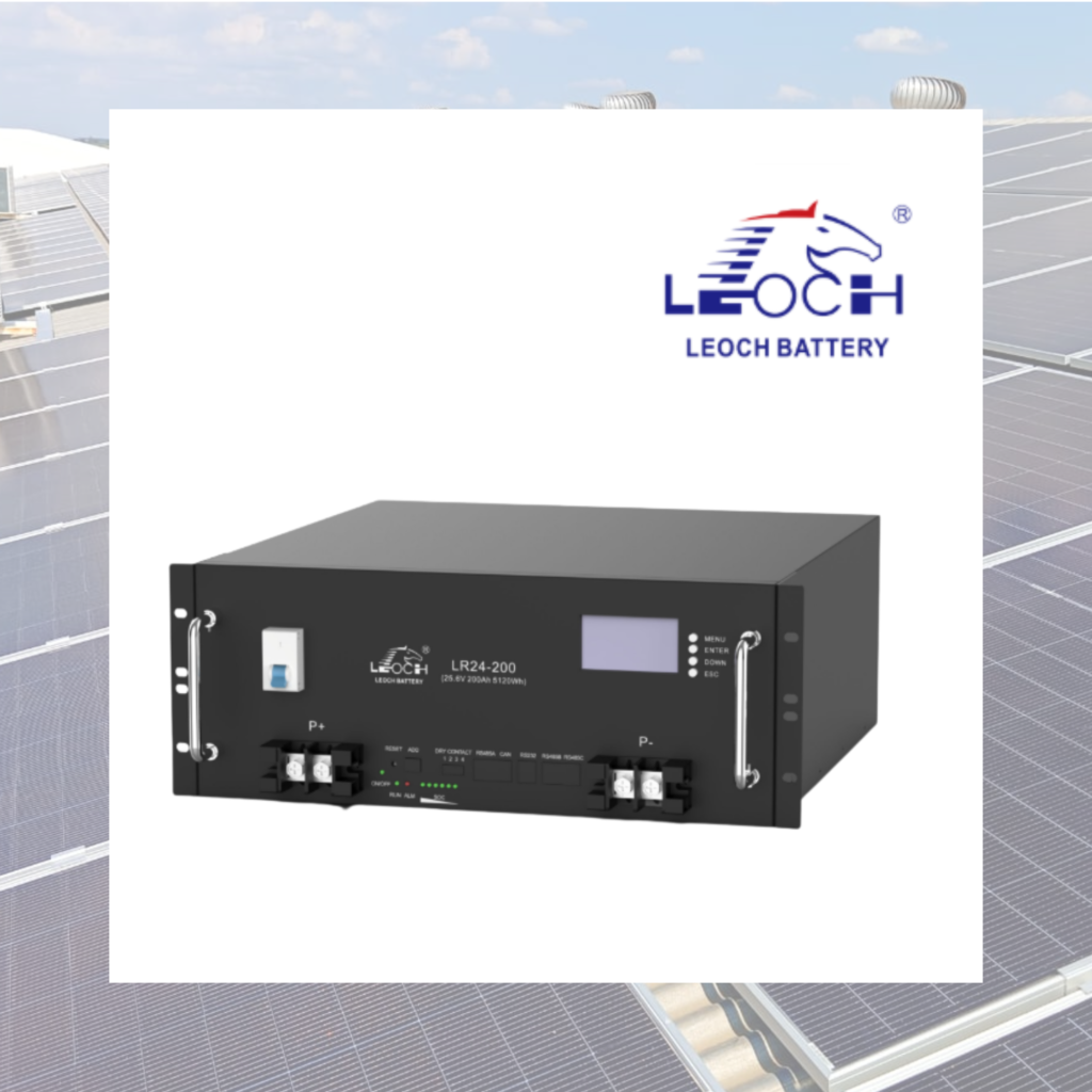 Batería de Litio Leoch LR24-200 25.6V 200Ah Rack LiFePO4 con BMS y Comunicación CAN/RS485